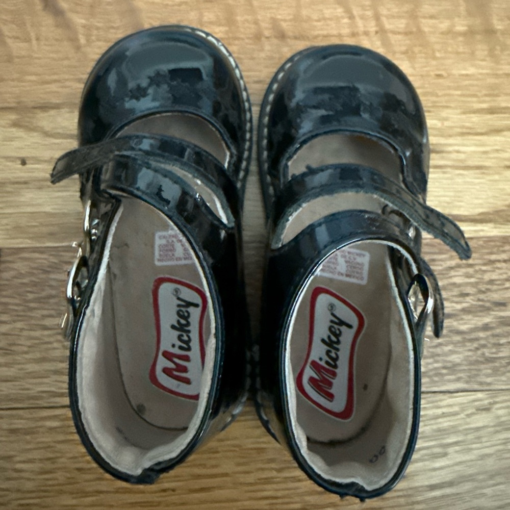 Mickey Black Leather Kids Dress Shoes